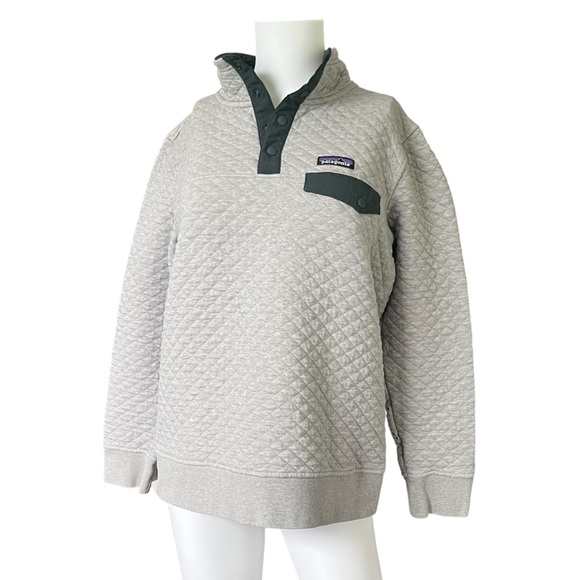 Patagonia Gray Organic Cotton Snap-T Pullover Quilted Outdoor Size Medium M - Picture 13 of 13